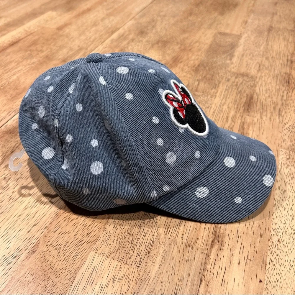 Disney Baseball Hat Kids Blue Corduroy‎ Minnie Mouse Polka Dot Sequins